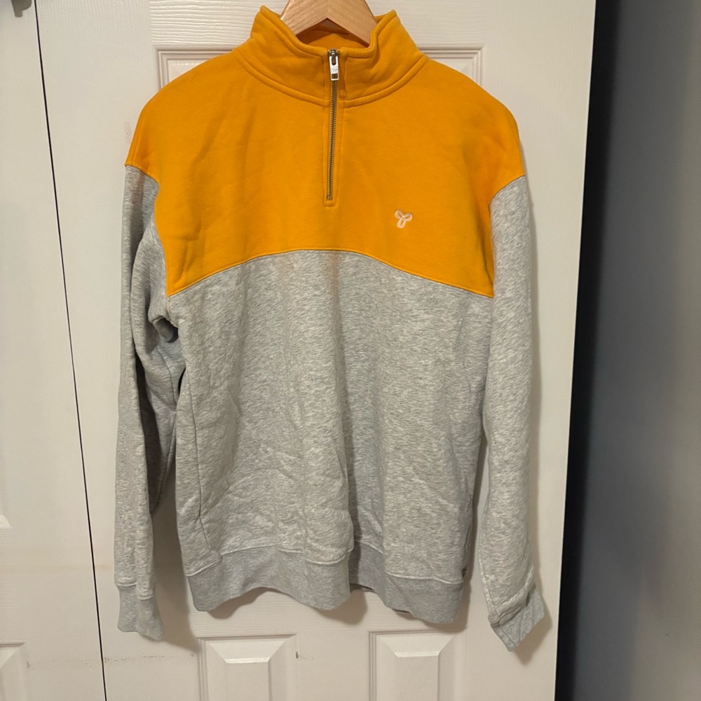 TNA Grey and Yellow Half-Zip Sweater